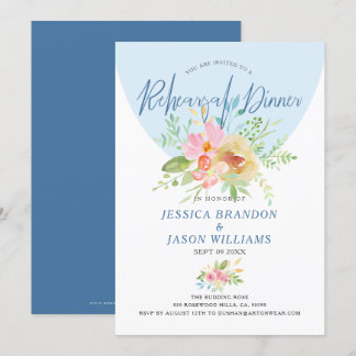 Invitation Fleurs d'aquarelle rose et jaune typographie moder