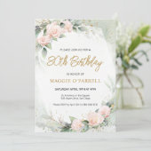 Invitation Fleurs d'aquarelle rose féminin Anniversaire (Debout devant)