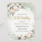 Invitation Fleurs d'aquarelle rose féminin Anniversaire (Devant / Derrière)