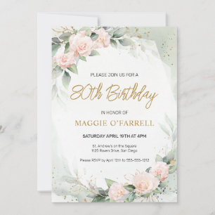 Invitation Fleurs d'aquarelle rose féminin Anniversaire