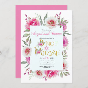 Invitation Fleurs d'aquarelle rose florale B'Not Mitzvah