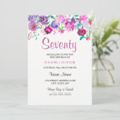 Invitation Fleurs d'aquarelle rose mauve 70e anniversaire (Debout devant)