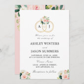 Invitation fleurs d'aquarelle rose moderne mariage (Devant / Derrière)