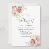 Invitation Fleurs d'aquarelle rose pâle Joli Mariage (Devant)