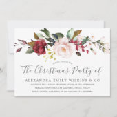 Invitation Fleurs d'aquarelle rose pâle Noël (Devant)