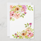 Invitation Fleurs d'aquarelle rose printanier | MARIAGE (Dos)