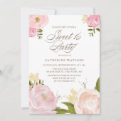 Invitation Fleurs d'aquarelle rose romantique Douce 16 Partie (Devant)