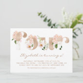 Invitation Fleurs d'aquarelle rose Rose or quatrième annivers (Debout devant)