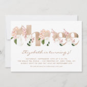 Invitation Fleurs d'aquarelle rose Rose or troisième annivers (Devant)