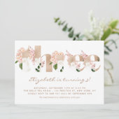Invitation Fleurs d'aquarelle rose Rose or troisième annivers (Debout devant)