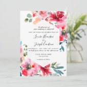 Invitation Fleurs d'aquarelle Roses de jardin, Mariage rouge (Debout devant)