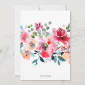 Invitation Fleurs d'aquarelle Roses de jardin, Mariage rouge (Dos)