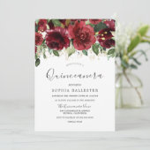 Invitation Fleurs d'aquarelle rouge Bourgogne Quinceanera Par (Debout devant)