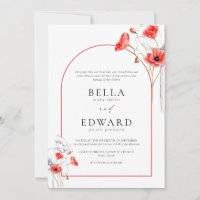 Fleurs d'aquarelle rouge du pavot moderne Mariage