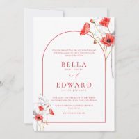 Fleurs d'aquarelle rouge du pavot moderne Mariage 