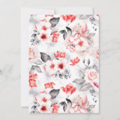 Invitation Fleurs d'aquarelle rouge et gris Brunch nuptial (Dos)