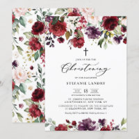 Fleurs d'aquarelle rouge et violet Christening