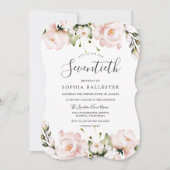 Invitation Fleurs d'aquarelle rousse 70e fête d'anniversaire (Devant)