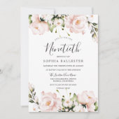 Invitation Fleurs d'aquarelle rousse 90e fête d'anniversaire (Devant)