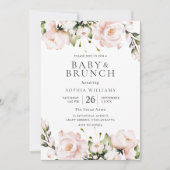 Invitation Fleurs d'aquarelle rousse Baby shower Brunch (Devant)