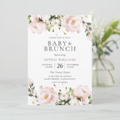 Invitation Fleurs d'aquarelle rousse Baby shower Brunch (Debout devant)