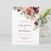 Invitation Fleurs d'aquarelle Rustique Boho Automne (Debout devant)
