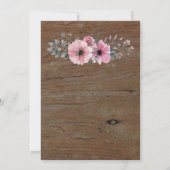 Invitation Fleurs d'aquarelle rustique grange mariage de bois (Dos)