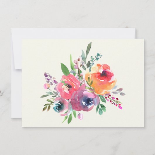 Invitation Fleurs d'aquarelle simples Mariage élégant moderne (Dos)