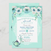 Invitation Fleurs d'aquarelle Tea Tea Mint (Devant / Derrière)
