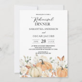 Invitation Fleurs d'aquarelle tendance et Citrouille automne (Devant)