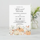 Invitation Fleurs d'aquarelle tendance et Citrouille automne (Debout devant)