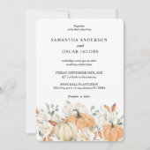 Invitation Fleurs d'aquarelle tendance et Citrouille automne (Devant)