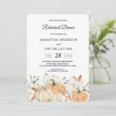 Invitation Fleurs d'aquarelle tendance et Citrouille automne (Debout devant)