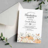 Invitation Fleurs d'aquarelle tendance et Citrouille automne