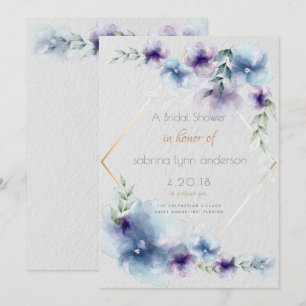 Invitation Fleurs d'aquarelle translucides bleu-violet nuptia
