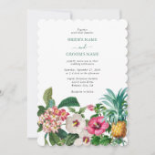 Invitation Fleurs d'aquarelle tropicale et Mariage de verdure (Devant)
