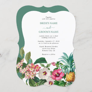 Invitation Fleurs d'aquarelle tropicale et Mariage de verdure