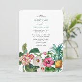Invitation Fleurs d'aquarelle tropicale et Mariage de verdure (Debout devant)