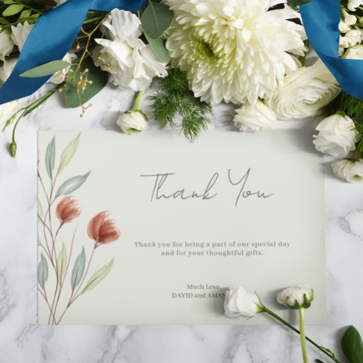 Invitation Fleurs d'aquarelle vert pastel