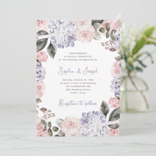 Invitation Fleurs d'aquarelle vintages | MARIAGE (Debout devant)