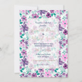 Invitation Fleurs d'aquarelle violet rose botanique (Devant)