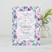 Invitation Fleurs d'aquarelle violet rose botanique (Debout devant)