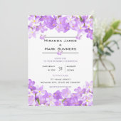 Invitation Fleurs d'aquarelle violette Mariage élégant (Debout devant)