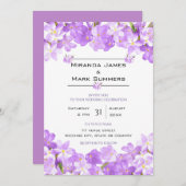 Invitation Fleurs d'aquarelle violette Mariage élégant (Devant / Derrière)