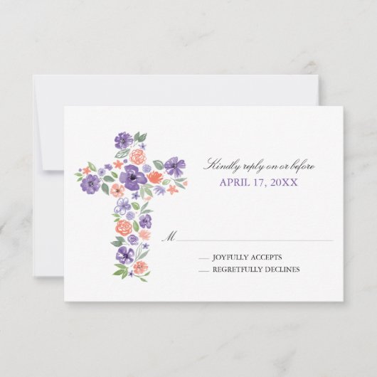 Invitation Fleurs d'aquarelle violette traversent la première (Devant)