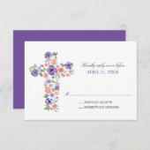 Invitation Fleurs d'aquarelle violette traversent la première (Devant / Derrière)