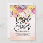 Invitation Fleurs d'aquarelle Wedding shower douche à deux (Devant)
