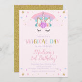 Invitation Fleurs d'arc-en-ciel de fête d'anniversaire de (Devant / Derrière)