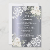 Invitation Fleurs d'argent 25e anniversaire mariage luxe (Devant)