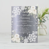 Invitation Fleurs d'argent 60e anniversaire mariage luxe (Debout devant)